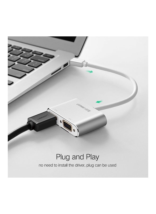Ugreen Ugreen 2 in 1 HD 1080P 4K Thunderbolt Mini DisplayPort DP to HDMI & VGA Plastic Shell Adapter Converter / Cable for Projector,Television,Monitor(Silver) Silver  - Image 3