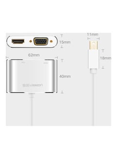 يو جرين محول/كابل 2 في 1 من Ugreen عالي الدقة 1080 بكسل 4K Thunderbolt Mini DisplayPort DP إلى HDMI وVGA بغلاف بلاستيكي لجهاز العرض والتلفزيون والشاشة (فضي)  - Image 5