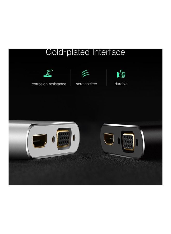 Ugreen - Ugreen 2 in 1 HD 1080P 4K Thunderbolt Mini DisplayPort DP to HDMI & VGA Plastic Shell Adapter Converter / Cable for Projector,Television,Monitor(Silver) Silver - Image 1