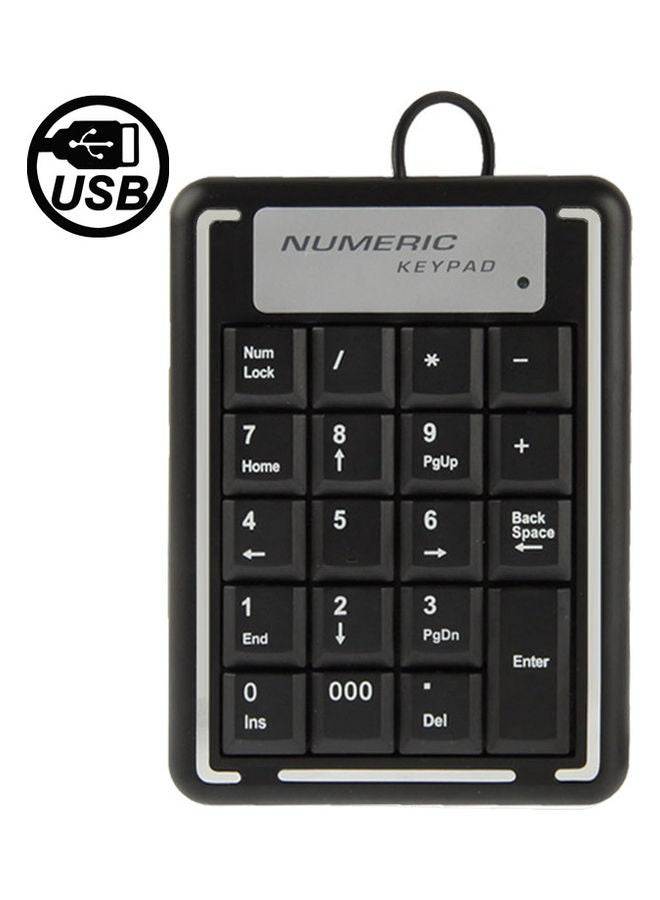 USB Notebook Computer Numeric Keyboard with 19 Keys Black - Image 1
