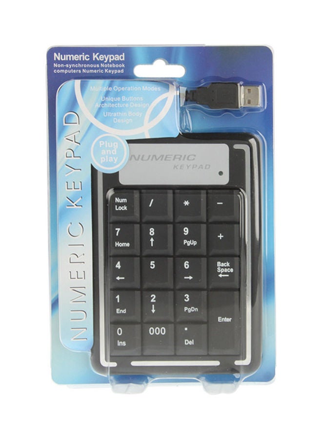 USB Notebook Computer Numeric Keyboard with 19 Keys Black - Image 4