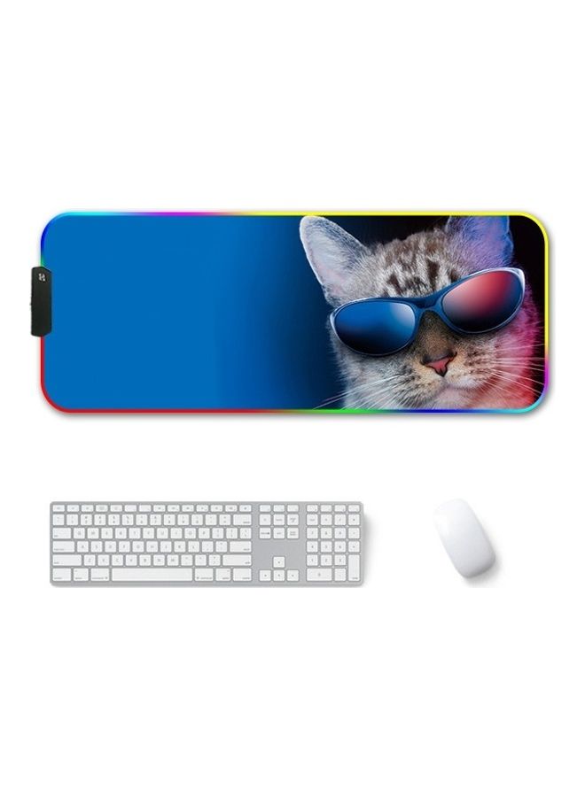 Glasses Cat Pattern RGB Luminous Non-Slip Mousepad Multicolour - Image 2