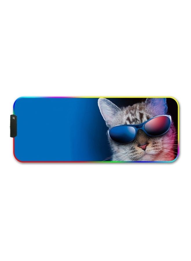 Glasses Cat Pattern RGB Luminous Non-Slip Mousepad Multicolour - Image 1