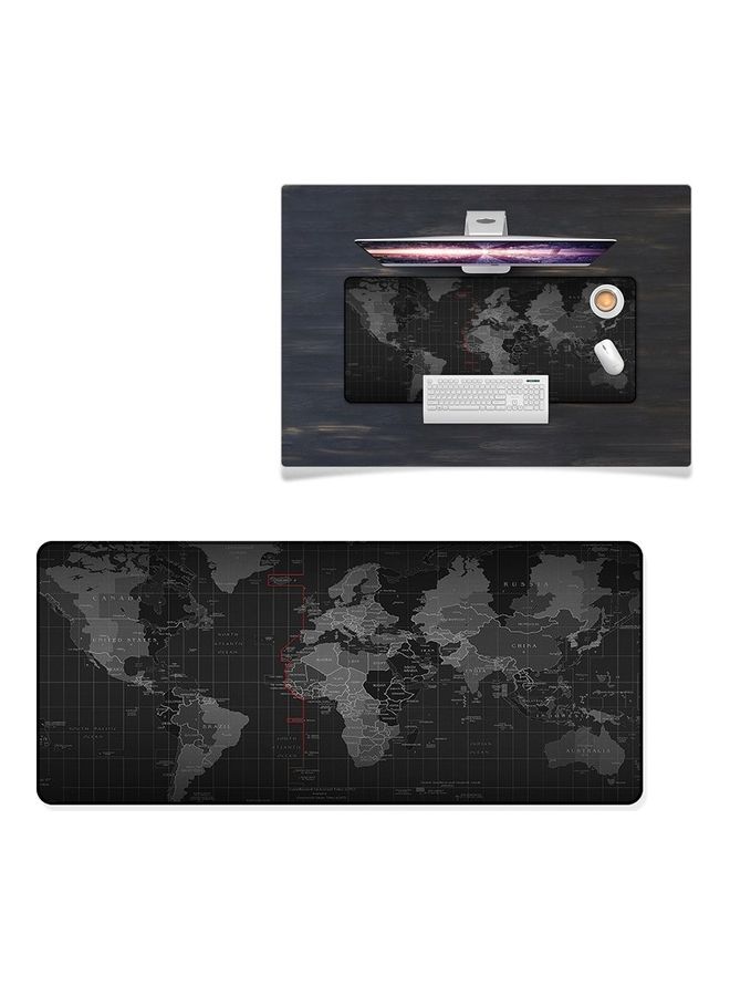 World Map Printed Mousepad Black/Grey - Image 1