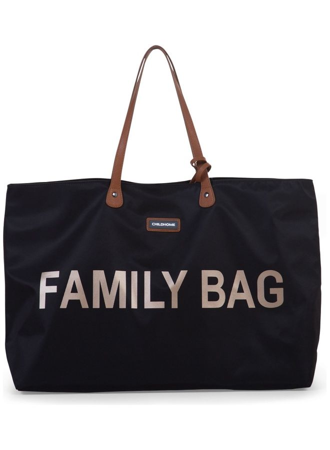 CHILDHOME Family Bag, Changing Bag, Travel And Weekend Bag, Large Capacity, Detachable Pouch Included - Black/Gold - Image 1