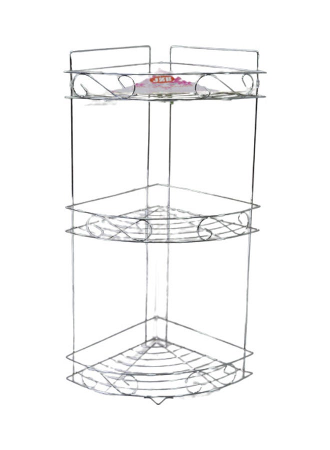 3-Layer Stainless Steel Bathroom Corner Rack Silver 31.5 × 29.5 × 55.5cm