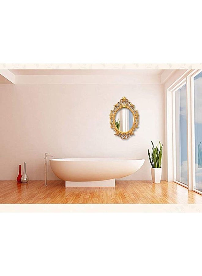 LINGWEI Oval Shape Decorative Wall Hanging Mirror Gold 48x70x3cm - Image 2