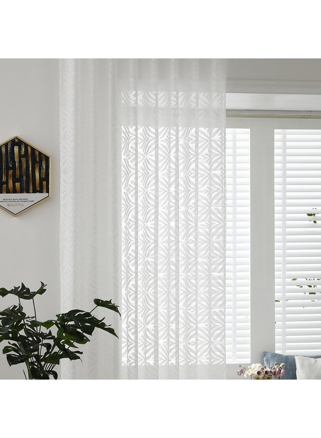 1 Panel Sheer Voile Window Curtain With Ring Top White  - Image 2