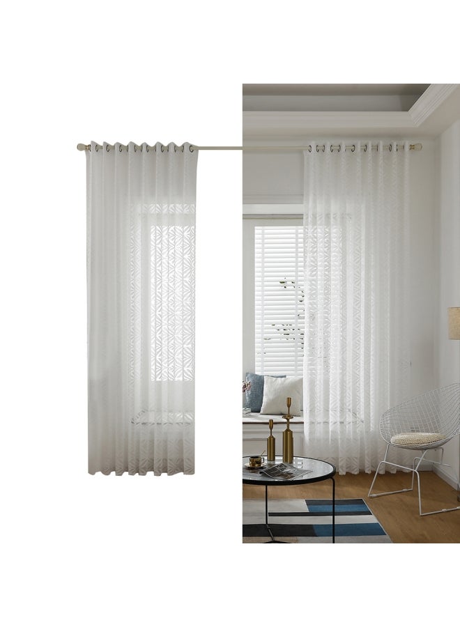 1 Panel Sheer Voile Window Curtain With Ring Top White  - Image 1
