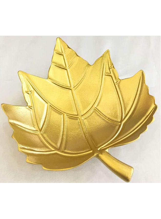 LINGWEI 2-Piece Creative Wooden Leaf Shaped Decorative Jewelry Plate Golden - Image 2