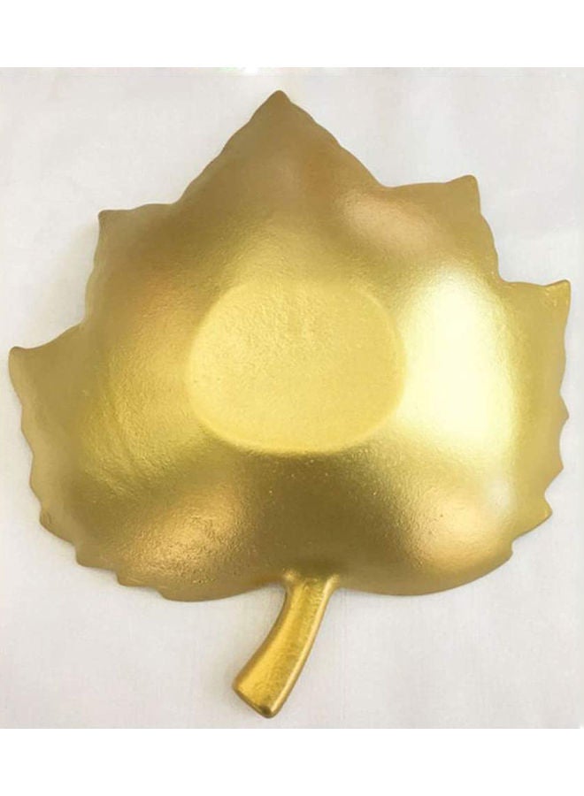 LINGWEI 2-Piece Creative Wooden Leaf Shaped Decorative Jewelry Plate Golden - Image 3