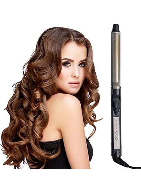 Professional Hair Curling Iron Tourmaline Ceramic Coating Curler With Adjustable Temperature (28mm) Grey/Silver