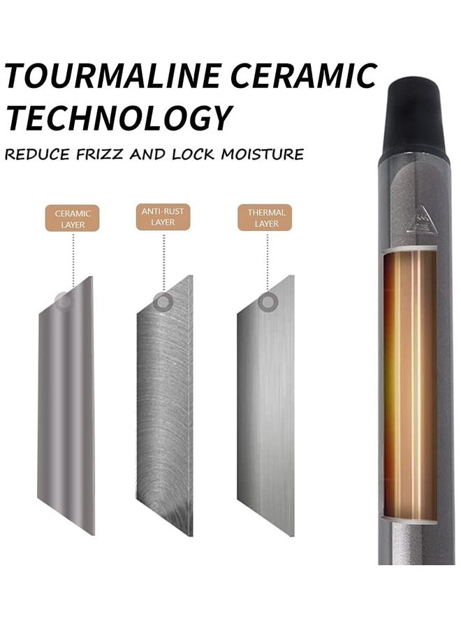 Professional Hair Curling Iron Tourmaline Ceramic Coating Curler With Adjustable Temperature (28mm) Grey/Silver