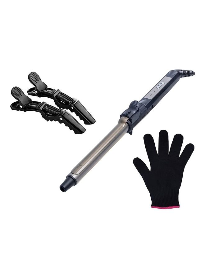 Professional Hair Curling Iron Tourmaline Ceramic Coating Curler With Adjustable Temperature (28mm) Grey/Silver