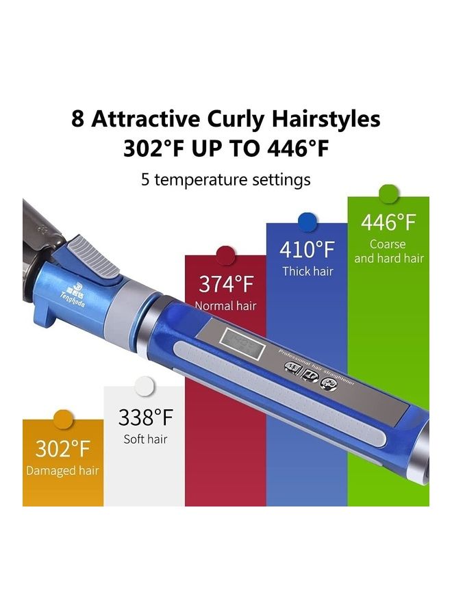 Professional Hair Curling Iron with Ceramic Coating Barrel-13mm Blue/Grey - Image 3