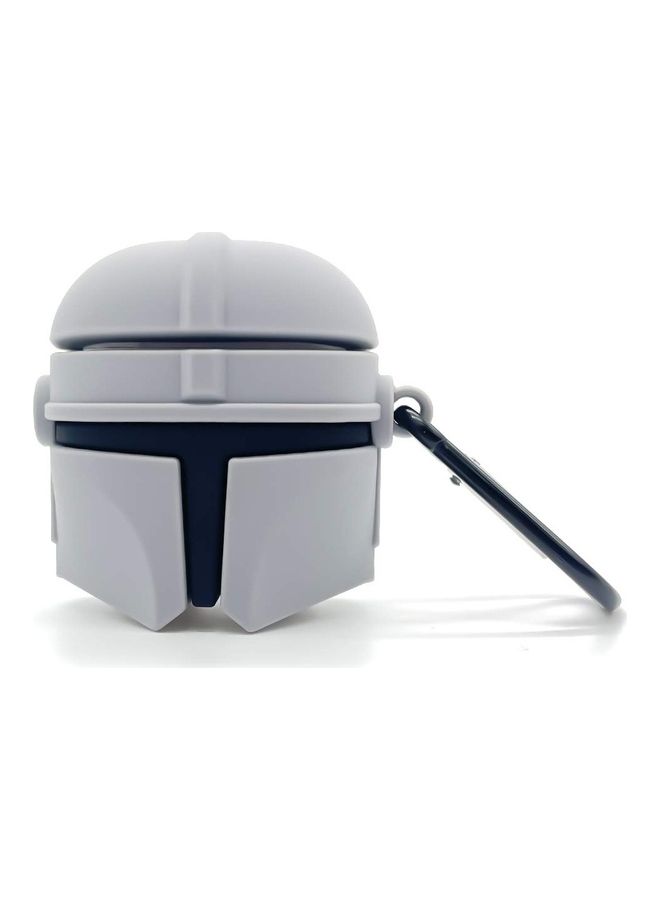 آيماكس غطاء حمايةٍ واق بتصميم خوذة ماندالوريان لسماعات أبل آيربودز رمادي/أسود - Image 1