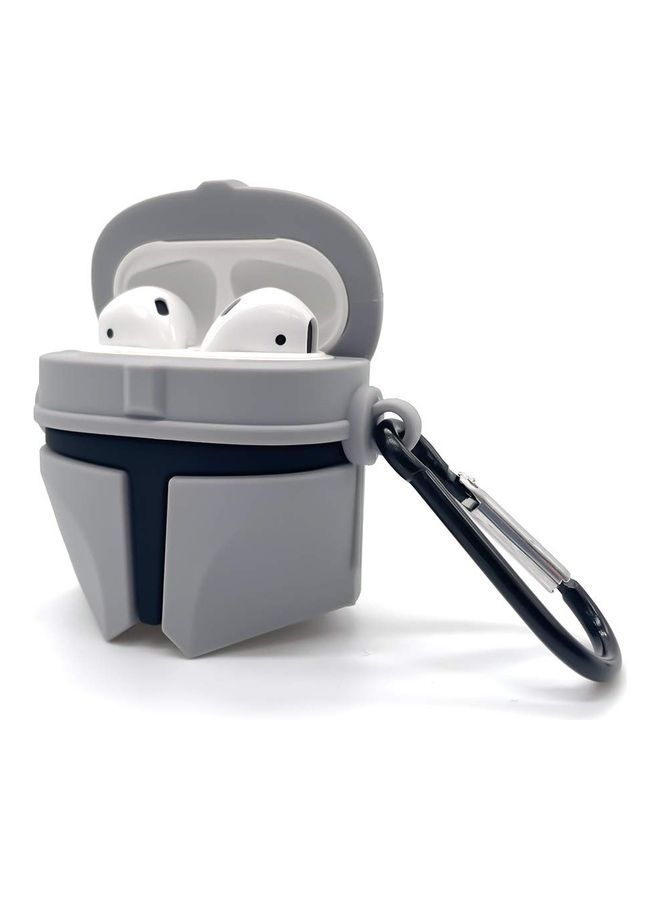 آيماكس غطاء حمايةٍ واق بتصميم خوذة ماندالوريان لسماعات أبل آيربودز رمادي/أسود - Image 2