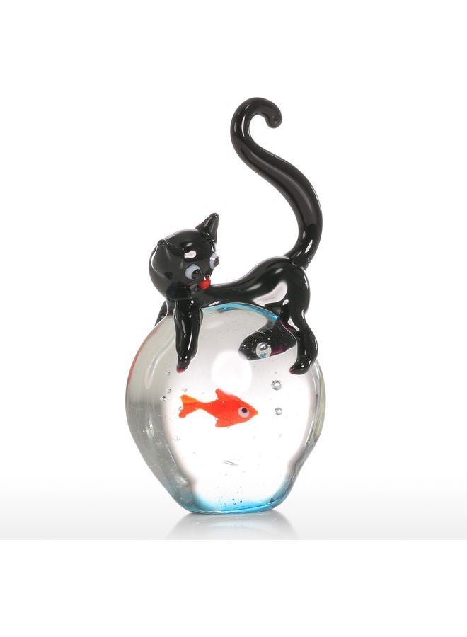 TOOARTS Cat And Goldfish Glass Home Decor Accent Multicolour - Image 4