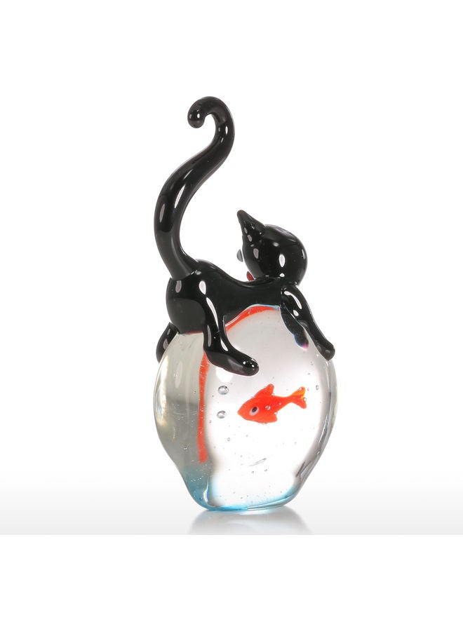 TOOARTS Cat And Goldfish Glass Home Decor Accent Multicolour - Image 5