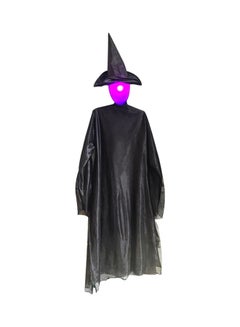 Halloween Witch Props With Colourful LED Head Black/Purple 68inch