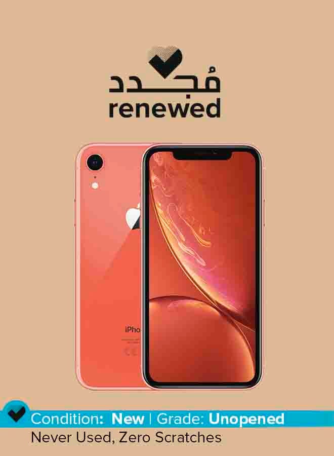 مُجدد - آيفون XR بذاكرة داخلية سعة 128 جيجابايت يدعم تقنية 4G LTE ومزود بتطبيق فيس تايم، لون مرجاني - v1627641920/N37848402A_1