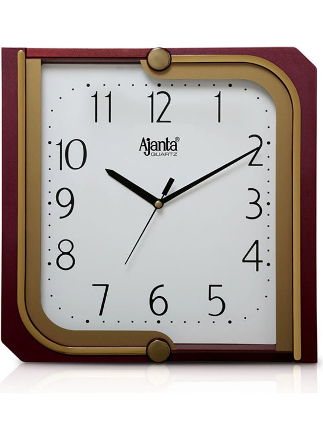 Ajanta Quartz Analogue Simple Wall Clock White/Brown - Image 1
