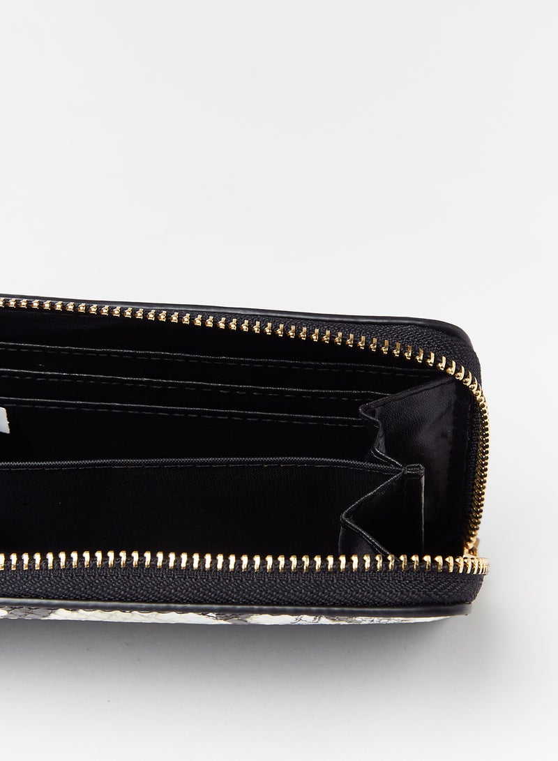 جوف محفظة مزينة بطبعة بنمط جلد حيوان أسود - Image 4