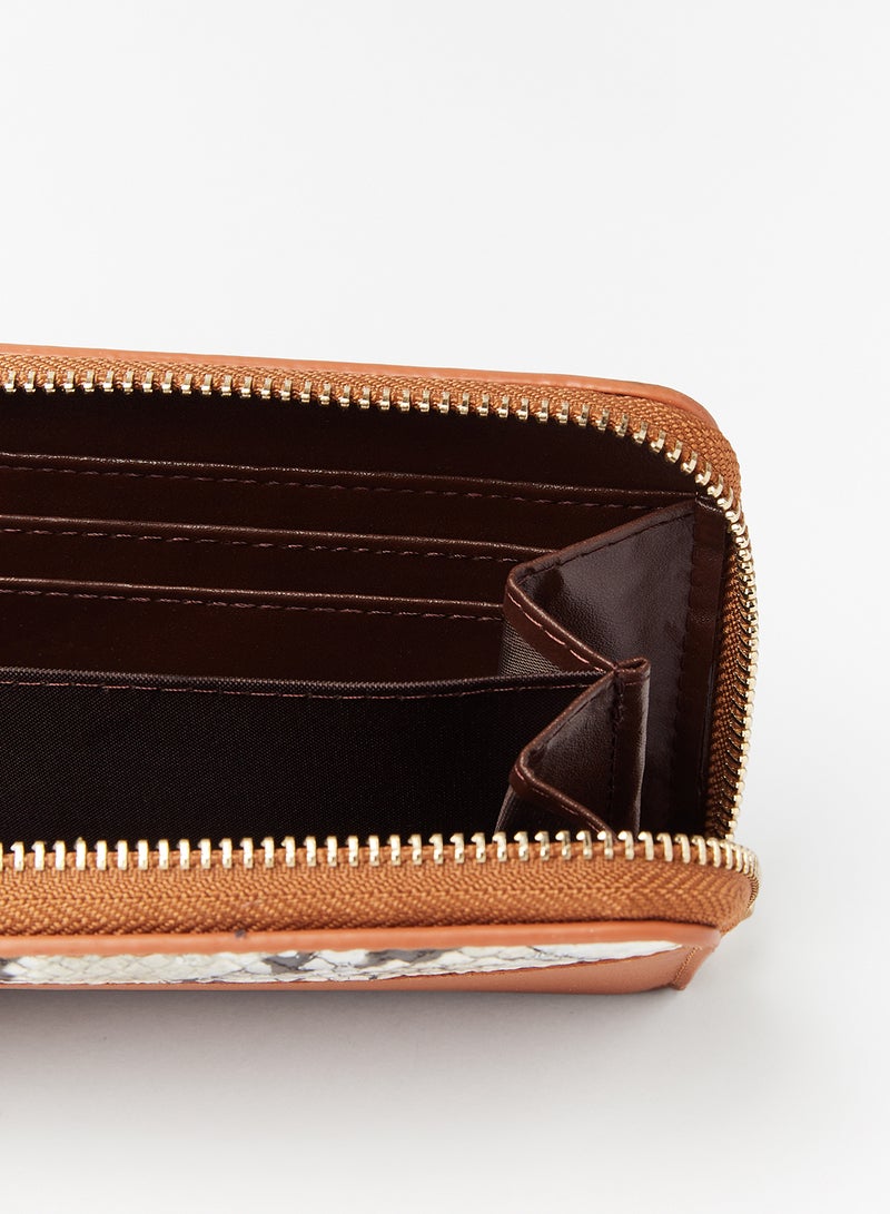 جوف محفظة مزينة بطبعة بنمط جلد حيوان بني - Image 4