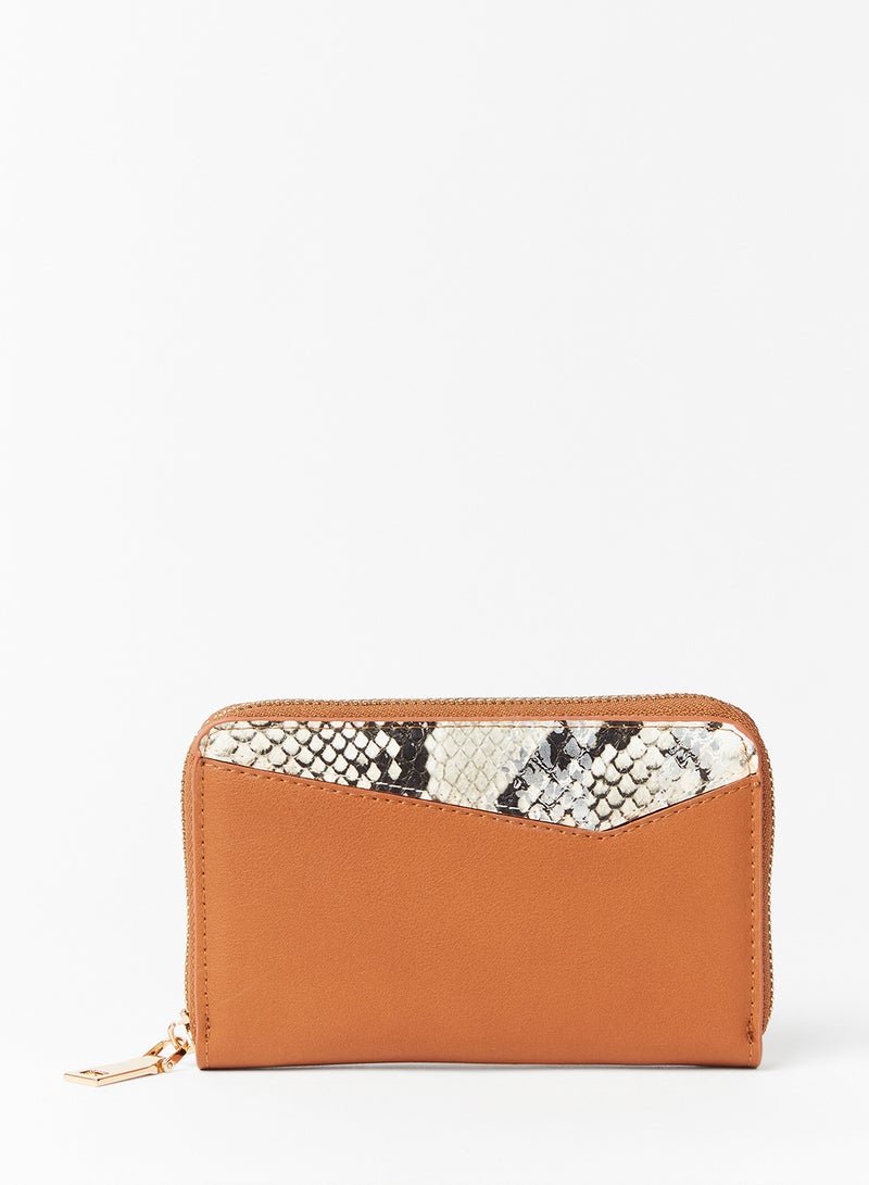 جوف محفظة مزينة بطبعة بنمط جلد حيوان بني - Image 1