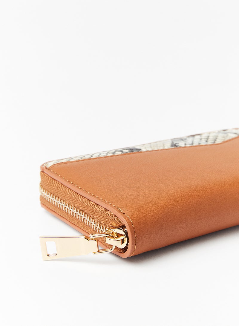 جوف محفظة مزينة بطبعة بنمط جلد حيوان بني - Image 3