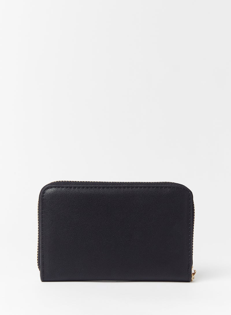 جوف محفظة مزودة بسحاب ملتف ومزينة بأشكال الشرابة أسود/ جانميتال - Image 2