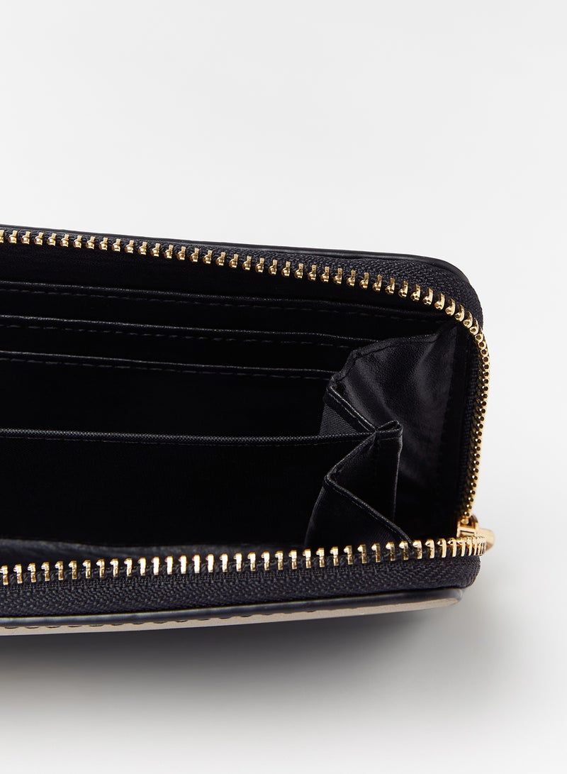 جوف محفظة مزودة بسحاب ملتف ومزينة بأشكال الشرابة أسود/ جانميتال - Image 4