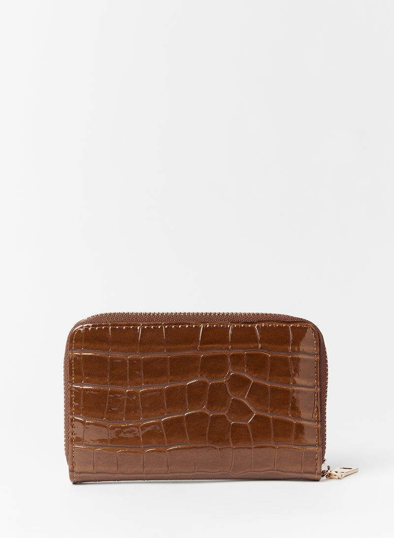 جوف محفظة مزودة بسحاب يصل بين طرفيها بني - Image 2