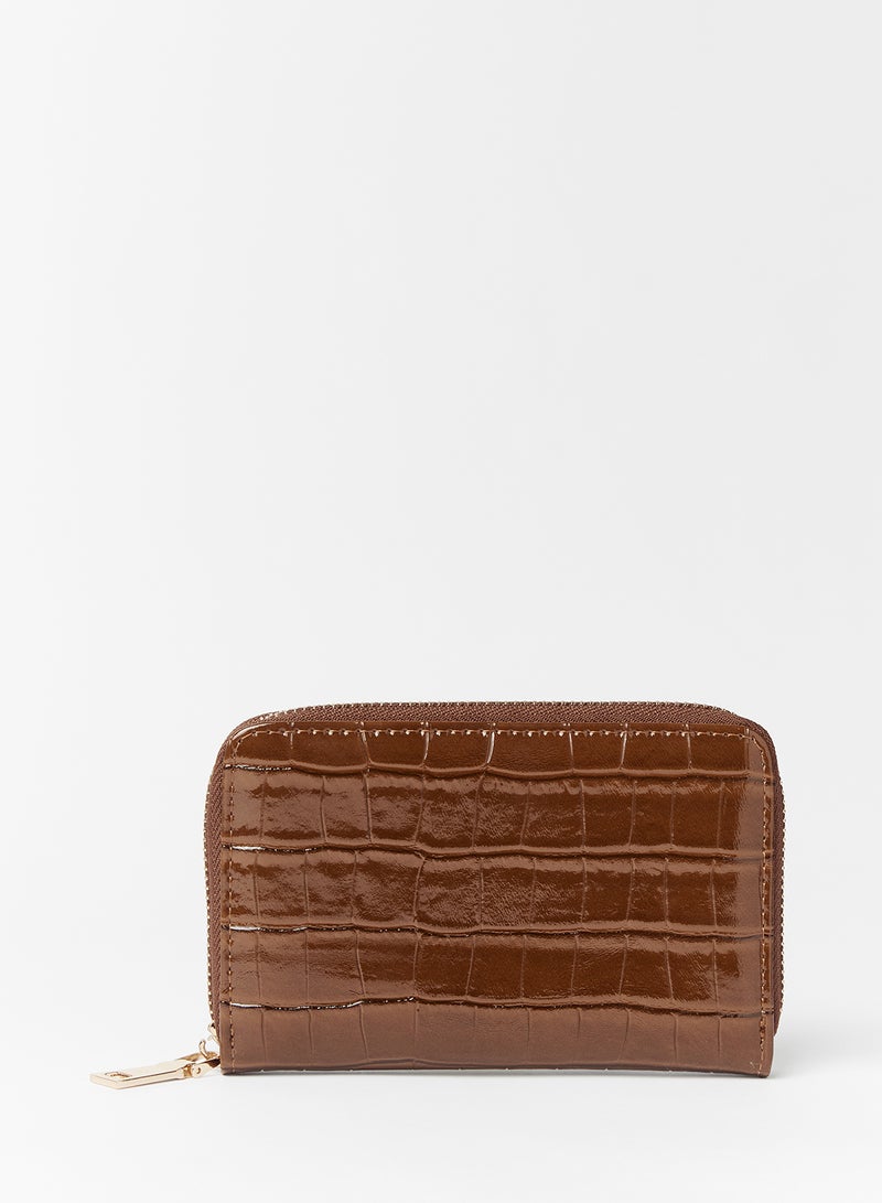 جوف محفظة مزودة بسحاب يصل بين طرفيها بني - Image 1