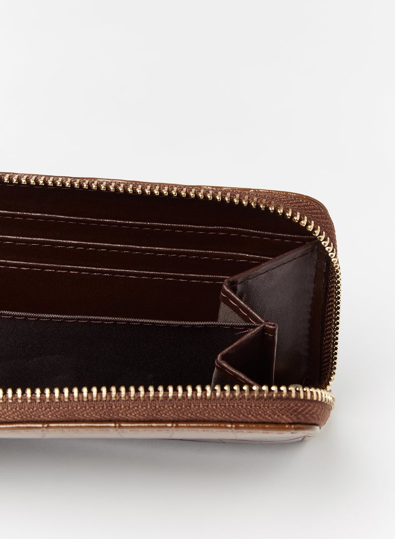 جوف محفظة مزودة بسحاب يصل بين طرفيها بني - Image 4