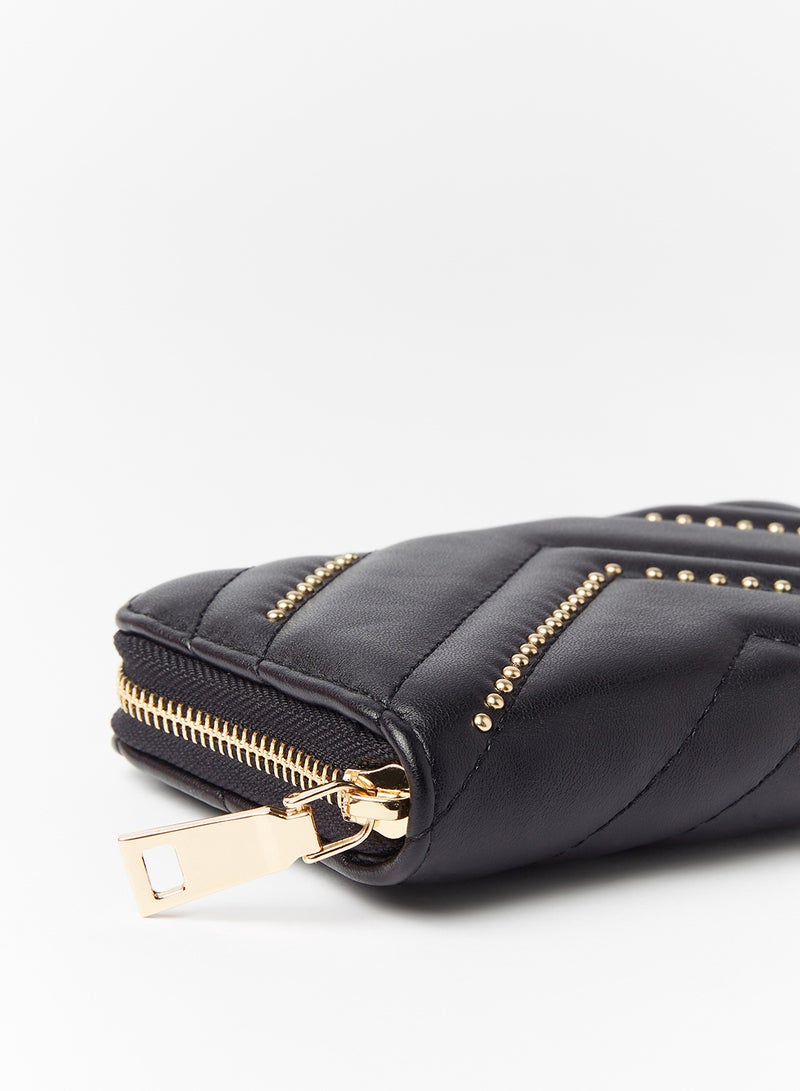 جوف محفظة مرصعة بسحاب ملتف أسود - Image 3