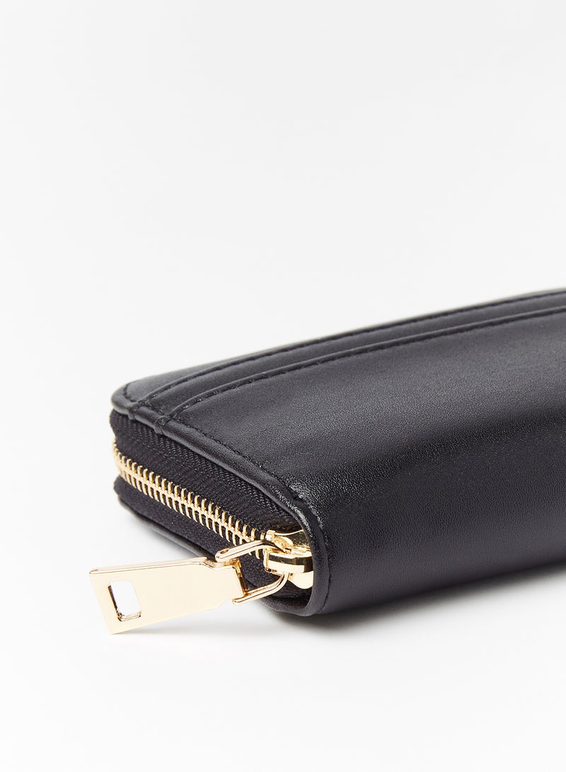 جوف محفظة مزودة بسحاب يصل بين طرفيها أسود - Image 3