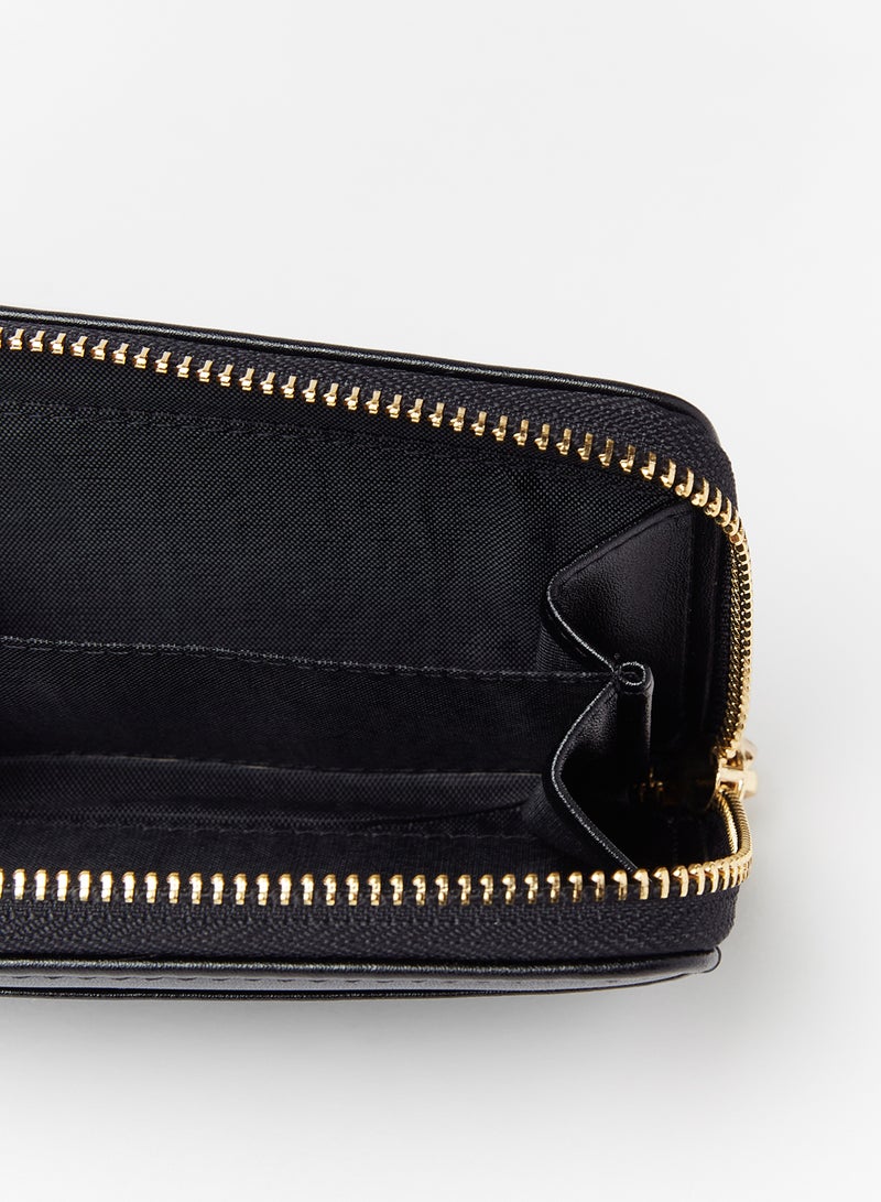 جوف محفظة مزودة بسحاب يصل بين طرفيها أسود - Image 4