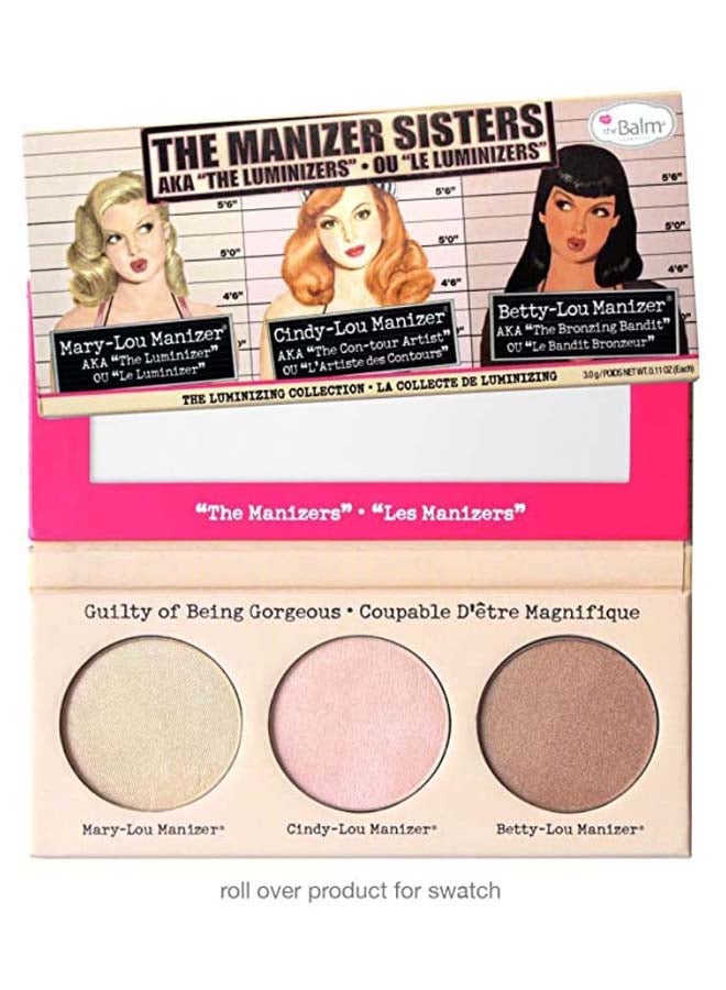 theBalm - The Manizer Sisters Bronzer Highlighter Palette Betty Lou Manizer, Cindy Lou Manizer, Mary Lou Manizer - Image 1