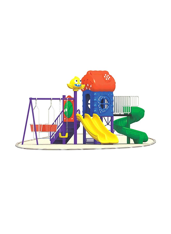 RBWTOYS 6-In-1 Set With Double, Round S- And Small House Slides With 1 Swing Seat Set And Swing Family Chair-12020 ‎600x330x280cm - Image 1