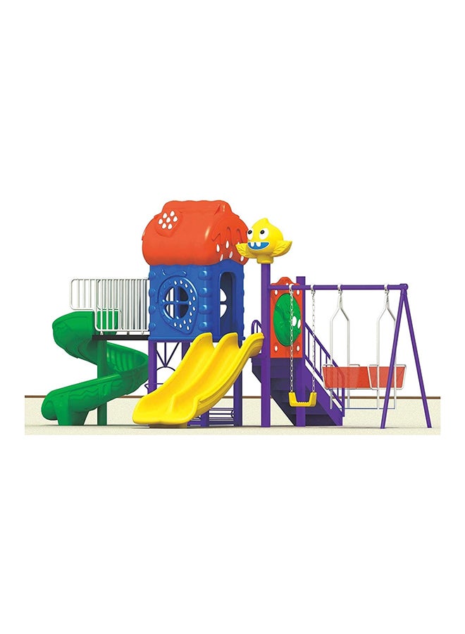 RBWTOYS 6-In-1 Set With Double, Round S- And Small House Slides With 1 Swing Seat Set And Swing Family Chair-12020 ‎600x330x280cm - Image 4