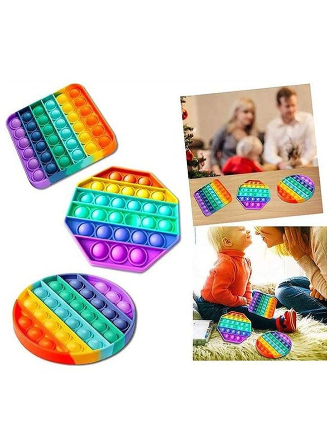 XiuWoo - 3-Piece Simple Dimple Push Pop Bubble Sensory Stress Relief Fidget Squishy Toy Set ‎12 x 12 x 1.5cm - Image 1