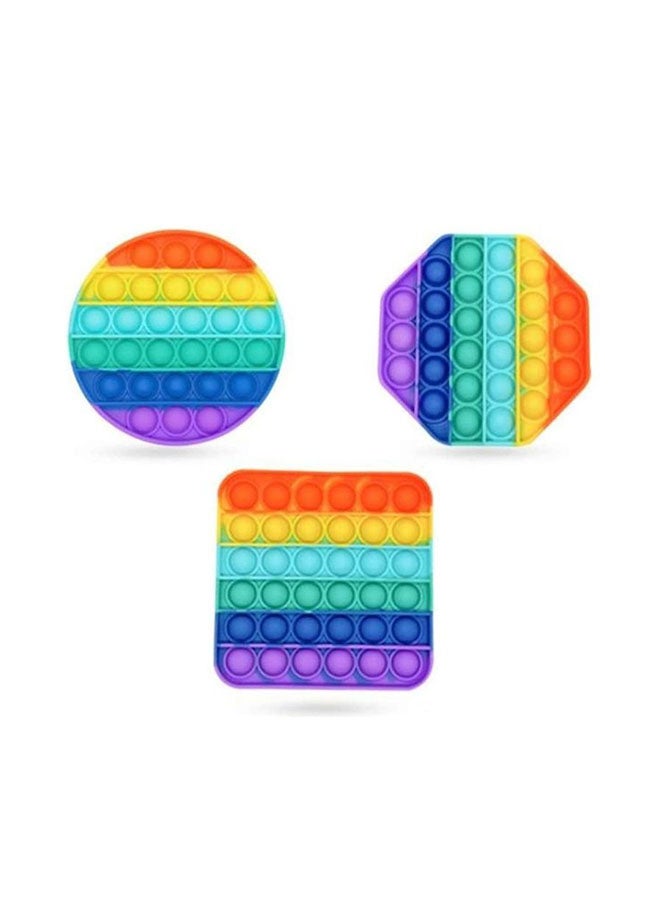 XiuWoo - 3-Piece Simple Dimple Push Pop Bubble Sensory Stress Relief Fidget Squishy Toy Set ‎12 x 12 x 1.5cm - Image 1