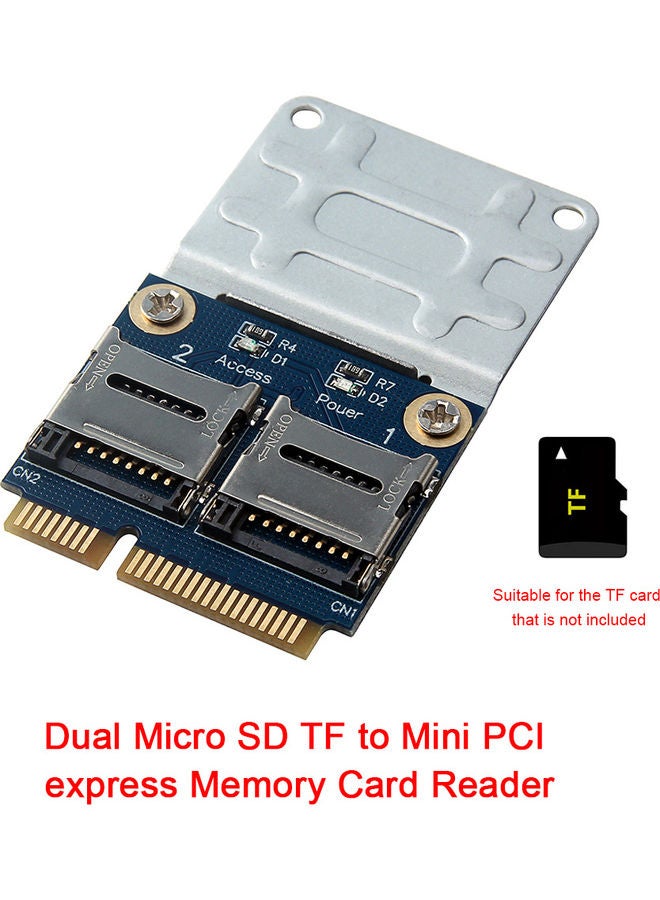 Dual Micro SD TF To Mini PCI Express Memory Card Reader Adapter Multicolour