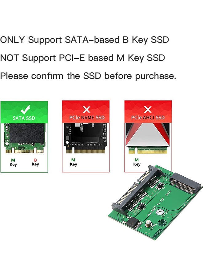 Generic - M.2 NGFF SSD Adapter Card SATA Converter Card Support 2242 SSD Size Multicolour - Image 1