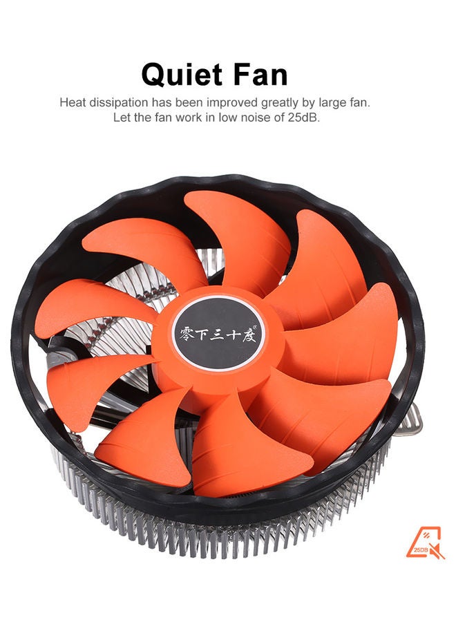 Hydraulic CPU Cooler Heat Pipe Fan Silver/Orange  - Image 5