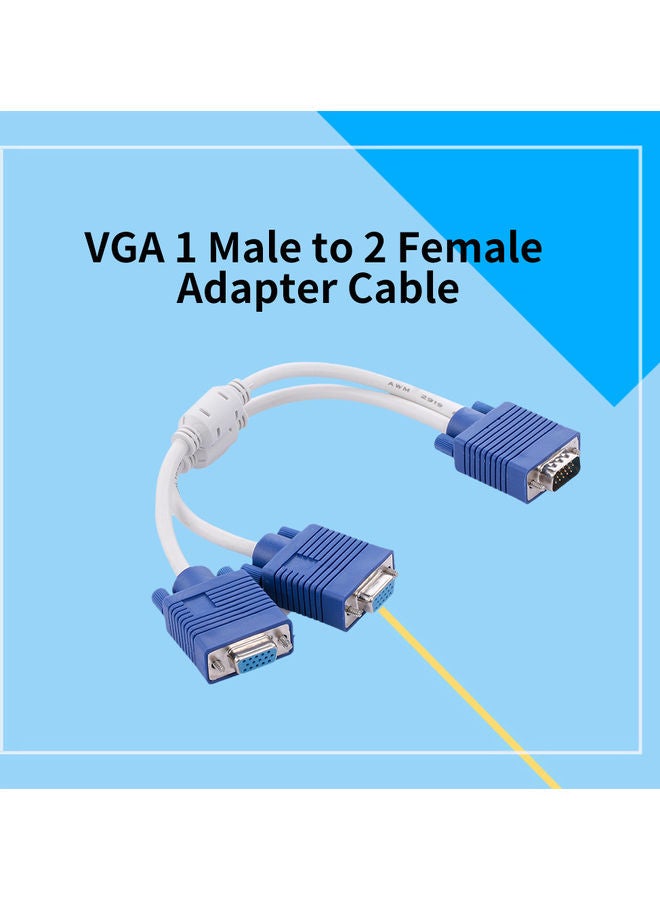 VGA Adapter Cable For Desktop/Laptop/Projector/STB With Dual Magnetic Ring Blue  - Image 3