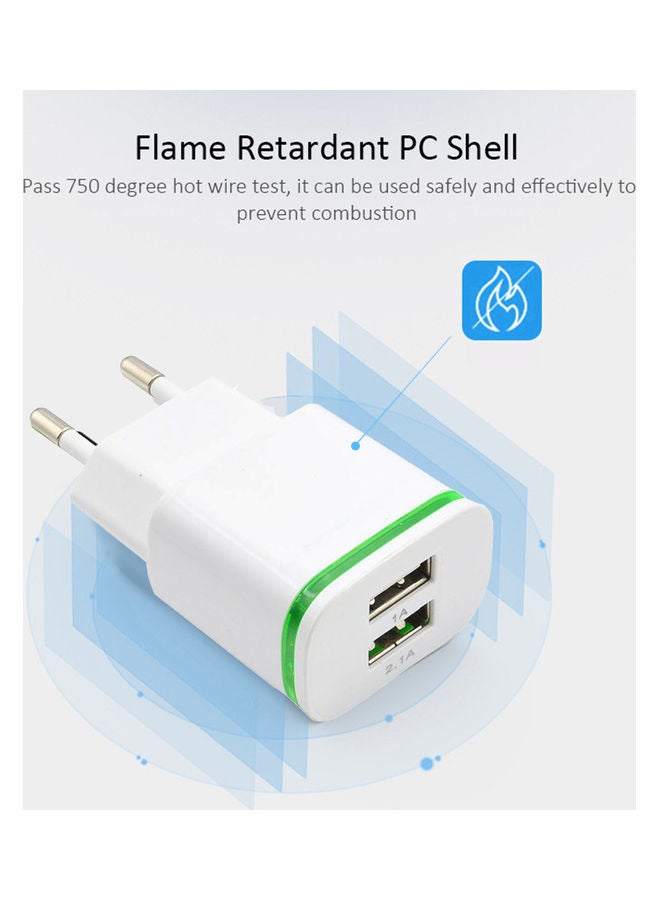 محول شاحن للسفر يناسب جميع الأجهزة بمنفذي USB أبيض/أخضر - Image 5