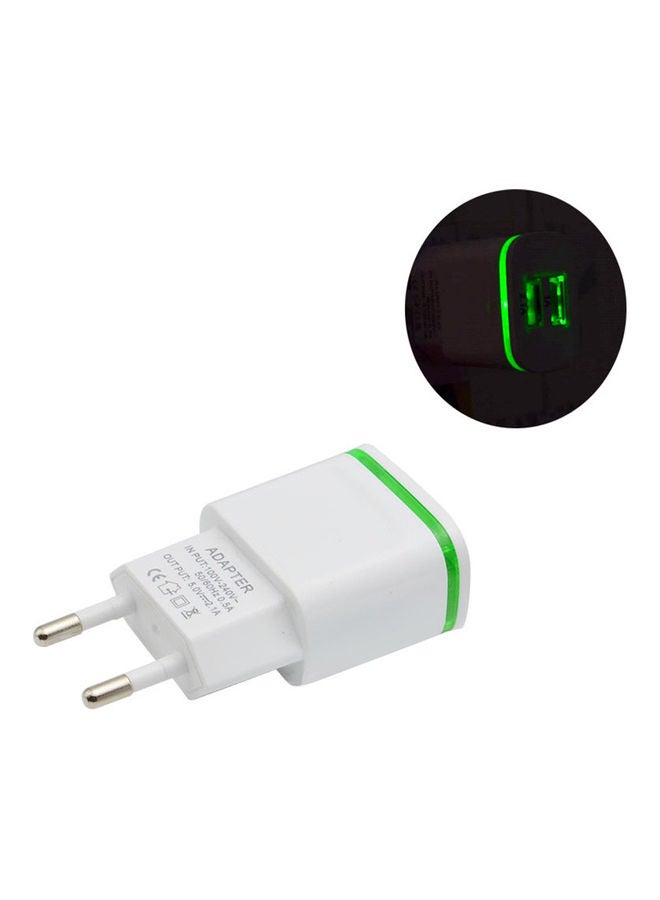 محول شاحن للسفر يناسب جميع الأجهزة بمنفذي USB أبيض/أخضر - Image 3