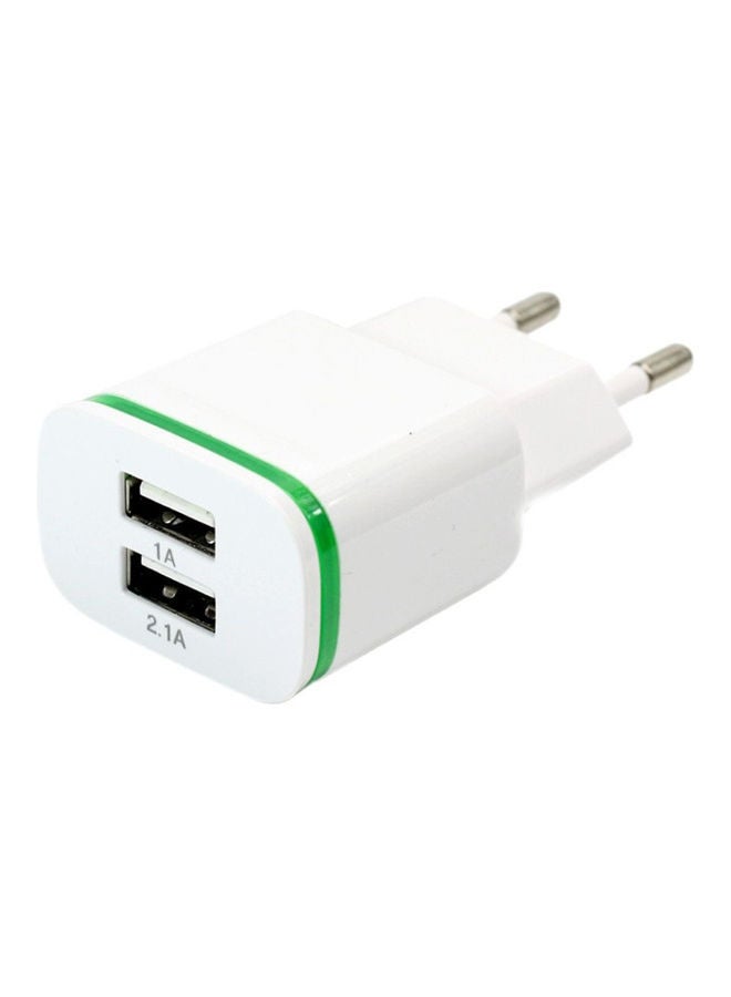 محول شاحن للسفر يناسب جميع الأجهزة بمنفذي USB أبيض/أخضر - Image 2